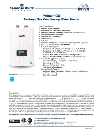 Bradford White Rtg S X Infiniti Gs Series Tankless Condensing