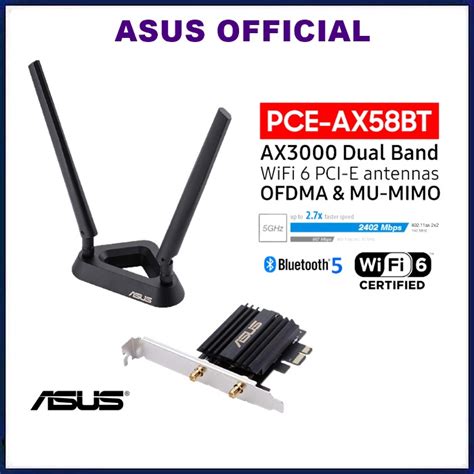 Asus Pce Ax58bt Dual Band Ax3000 Pci E Ax58bt Ax58bt Ax58 Bt Wifi 6