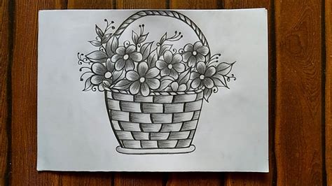 Flower Basket Drawing How To Draw With Pencil Step By Step YouTube