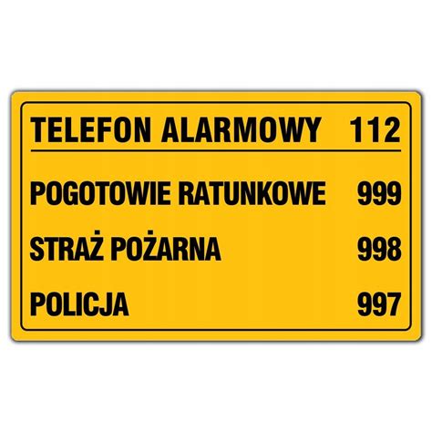 Tablica Tabliczka Telefon Alarmowy Spis Telefon W Cena Opinie