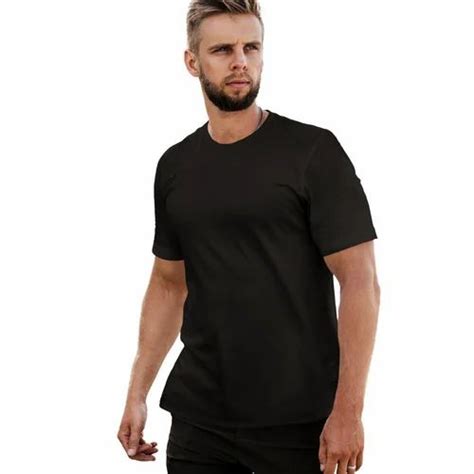 Half Sleeve Black Mens Lycra Round Neck Plain T Shirts Size S Xxl At