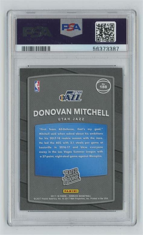 Donruss Basketball Rated Rookie Donovan Mitchell Psa D