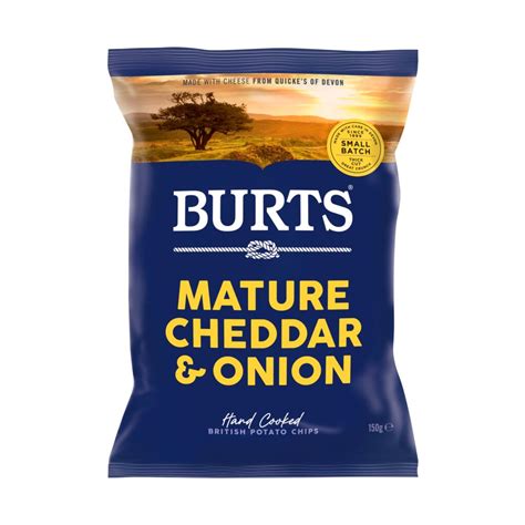 Burts Mature Cheddar And Onion Hand Cooked Potato Chips 150g Amocan