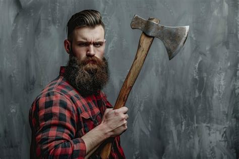 Premium Photo | Confident Lumberjack Holding Axe