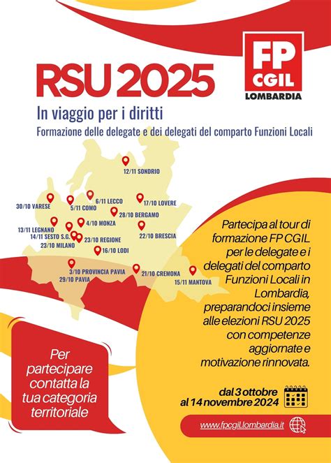 Rsu 2025 Dal 4 Ottobre Tour Formativo Fp Cgil Lombardia Per Delegate