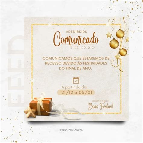 Comunicado Recesso Boas festas Confraternização de empresa Ideias