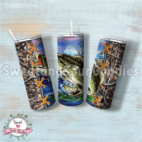 Camo Fishing Oz Skinny Tumbler Wrap Bass Fishing Tumbler Etsy