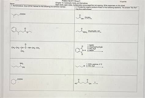 Solved Problem Set Group Points Name Chapter Chegg