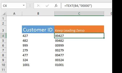 Add Excel Leading Zeros To Numbers Using The Text Function Hot Sex