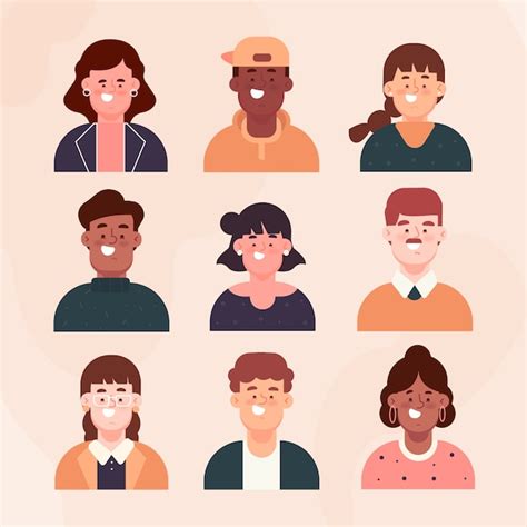 Ensemble D Avatars De Personnes Design Plat Vecteur Gratuite