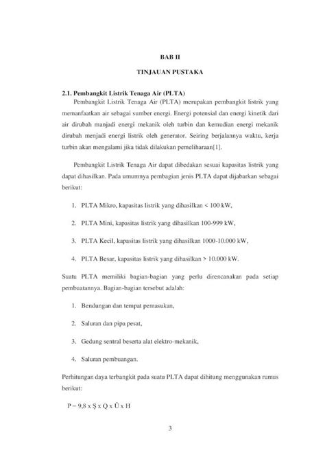 PDF BAB II TINJAUAN PUSTAKA 2 1 Pembangkit Listrik Tenaga Air