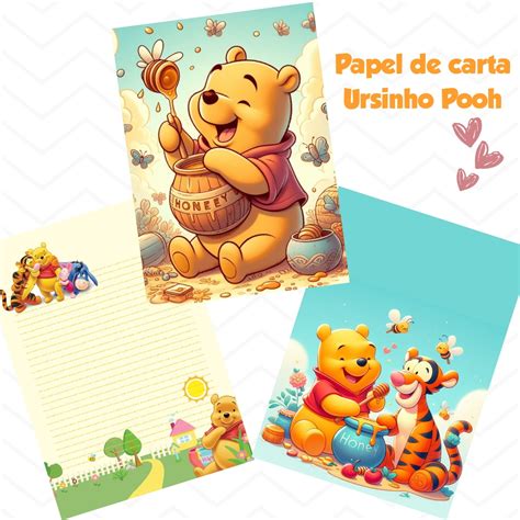 Papel De Carta Ursinho Pooh Kit Unidades Elo