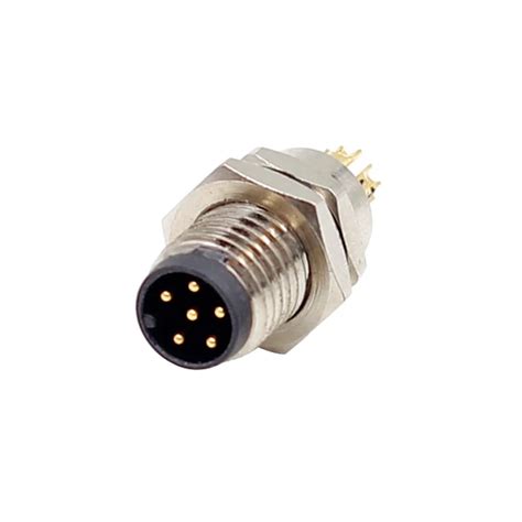 M8 A Code Panel Mount Connector Male 6 Pin M8 Straight Socket