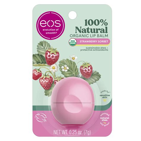 Eos 100 Natural And Organic Lip Balm Sphere Strawberry Sorbet 025