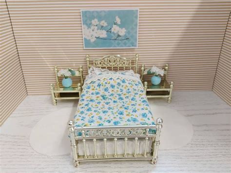 Lundby Original Brass Bed Bedroom Set With Tiny Accessories Etsy