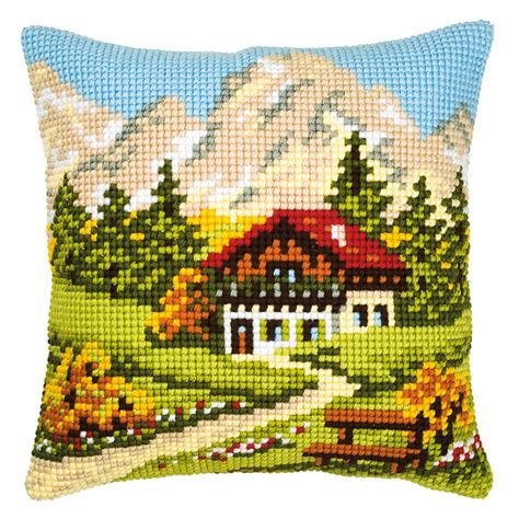 Mountain Scene Chunky Cross Stitch Cushion Front Kit By Vervaco