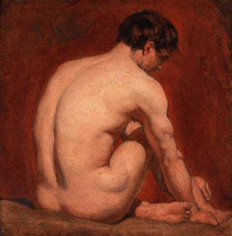 Male Nude Kneeling From The Back Painting By William Etty Fine Art