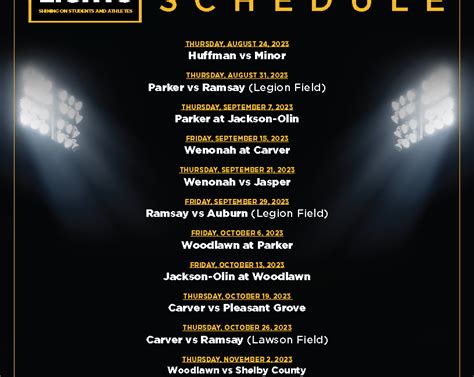 BCS 2023 Game of the Week Schedule | District 6 Birmingham, Alabama