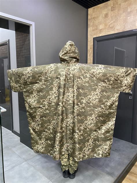 Водоотталкивающий плащ для военных, Украинский пиксель, плащ-пончо ...