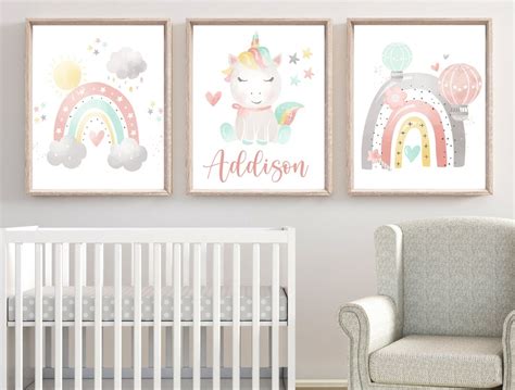 Unicorn Rainbow Decor Rainbow Unicorn Art Prints or Canvas - Etsy