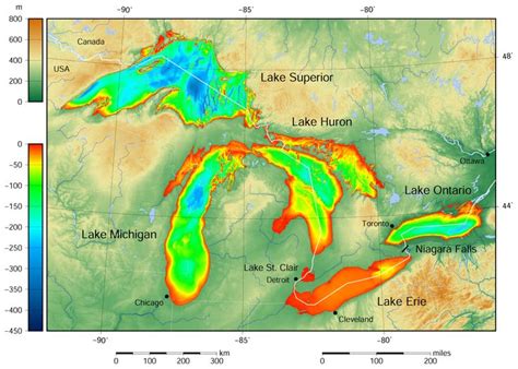 [1024 x 731] Great Lakes Depth Map CLICK HERE FOR... - thelandofmaps ...