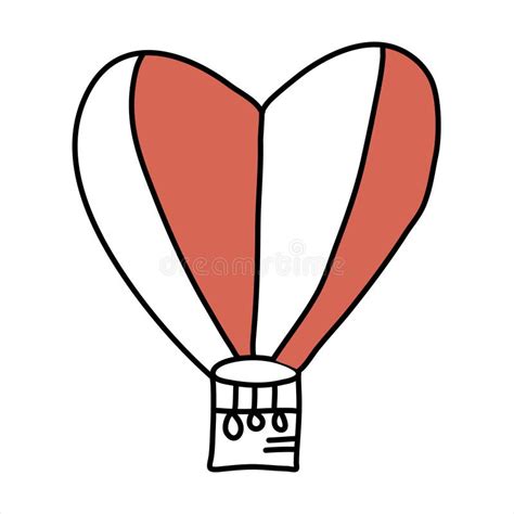 Heart Shaped Hot Air Balloon Doodle Vector Illustration Stock Vector Illustration Of Transport