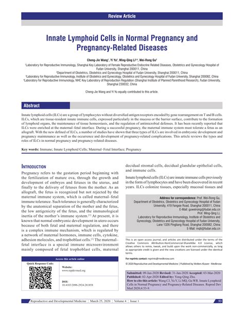 Pdf Innate Lymphoid Cells In Normal Pregnancy And Pregnancy Related