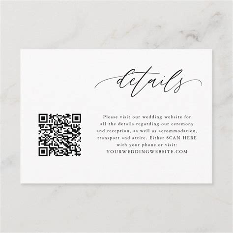 Elegant Calligraphy Qr Code Wedding Details Cards Zazzle Wedding