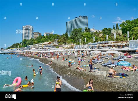 Sochi Russia 06 July 2017 Beach Mayak View Of The Beach In Stock