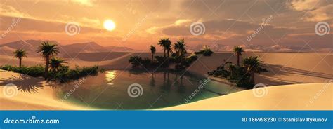 Desert Oasis Background Cartoon Vector | CartoonDealer.com #93325749