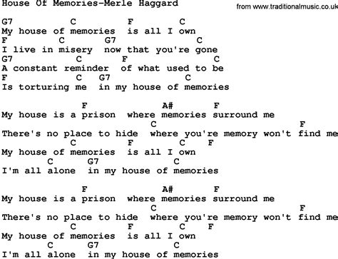 Country Music:House Of Memories-Merle Haggard Lyrics and Chords