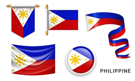 Premium Vector Vector Set Of The National Flag Of Philippines In