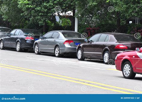 Parked Cars Beside The Street Stock Image Image Of Outdoor Closeup