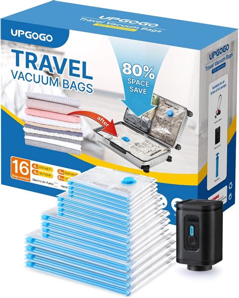 Upgogo Combo Pack Travel Vacuum Bags With Prtable Electric Pump