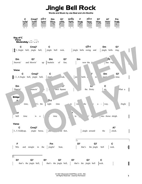 Jingle Bell Rock By Bobby Helms Sheet Music For Guitar Cheat Sheet At