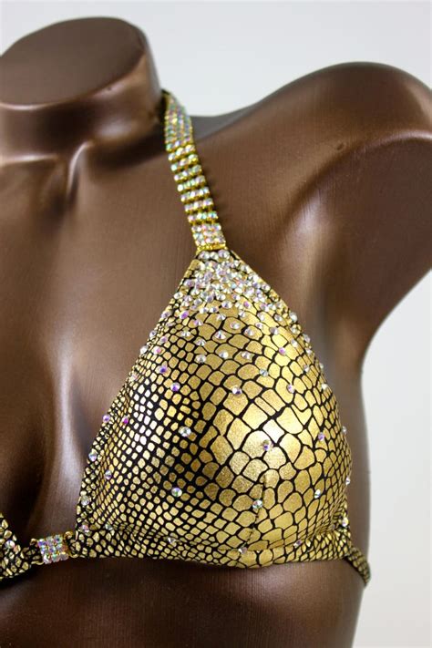 Npc Ifbb Competition Bikini Gold Crystal Ab Bikini Suit Etsy