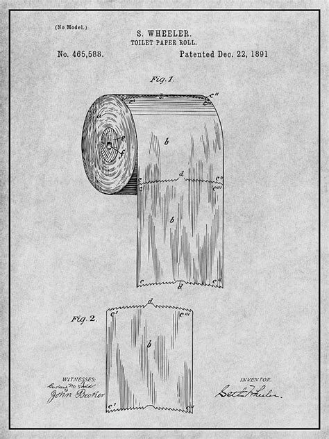 1891 Toilet Paper Roll Gray Patent Print Drawing By Greg Edwards Pixels