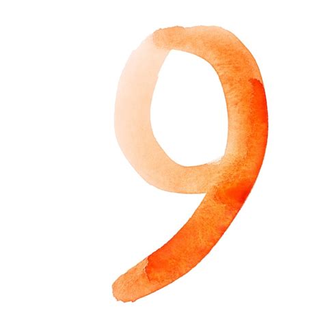 Premium Photo Nine Hand Painted Orange Watercolor Numbers