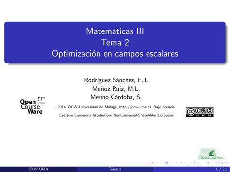 Matem´ Aticas Iii Tema 2 Optimizaci´