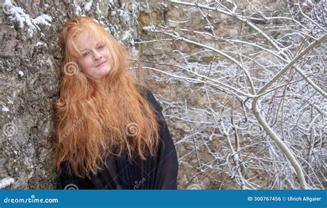 Portrait Of A Beautiful Cute Seductive Mature Smiling Redhead Woman