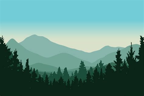 Mountain Pine Forest Silhouette 7493837 Vector Art At Vecteezy