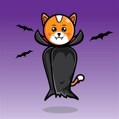 Premium Vector Cute Vampire Cat Flying Towards You On Halloween Day