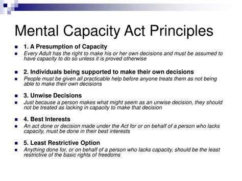 Ppt Mental Capacity Act Principles And Practice Powerpoint