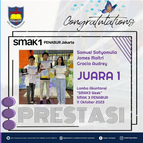 Prestasi TIM Akuntansi SMAK 1 PENABUR JAKARTA Memperoleh Juara 1 Dalam