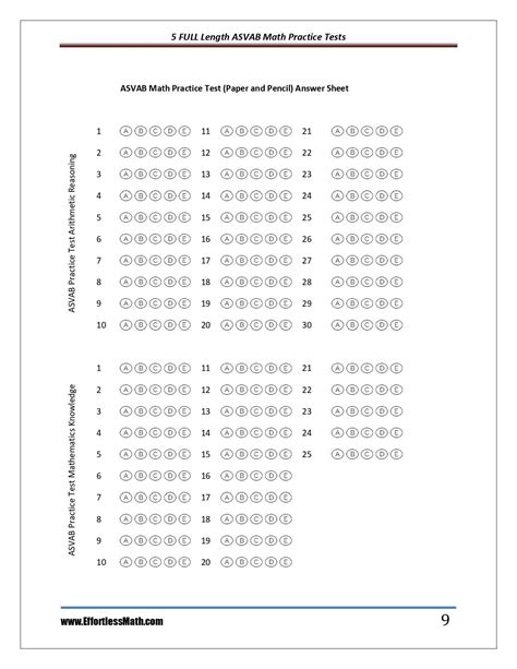 Asvab Practice Test With Answers Asvab Arithmetic Nationalgu