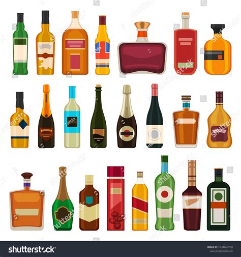 Alcohol Drinks Bottles Flat Whiskey Liquor Stock Vector (Royalty Free) 1934669738 | Shutterstock