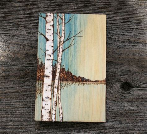 Blue Skies Art Block Wood Burning Etsy Birch Tree Art Tree Art