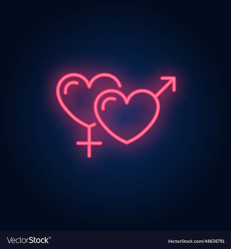 Gender Heart Symbols Neon Sign Royalty Free Vector Image