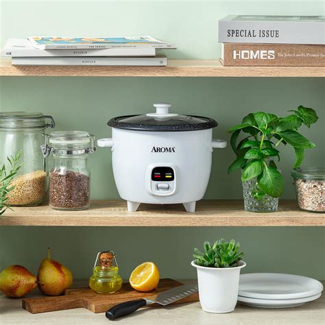 Aroma® Rice Cooker 3 Cup Uncooked 6 Cup Cooked Small Rice Cooker Oatmeal Cooker Soup