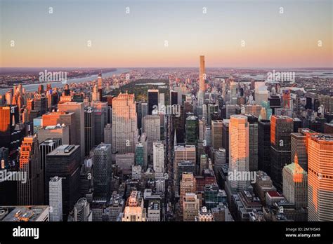 Nyc Aerial Manhattan Central Park 432 Park Avenue Condominiums Stock